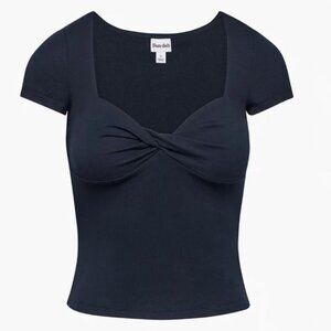 Aritzia Sunday Best Lula Top Shortsleeve in Admiral (Navy)